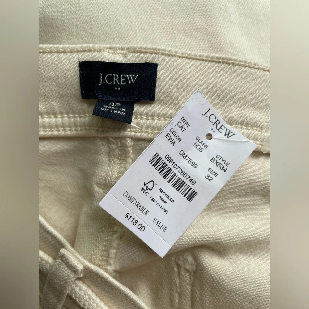 New J.Crew Women Cotton Thick Cream Pants Size 32